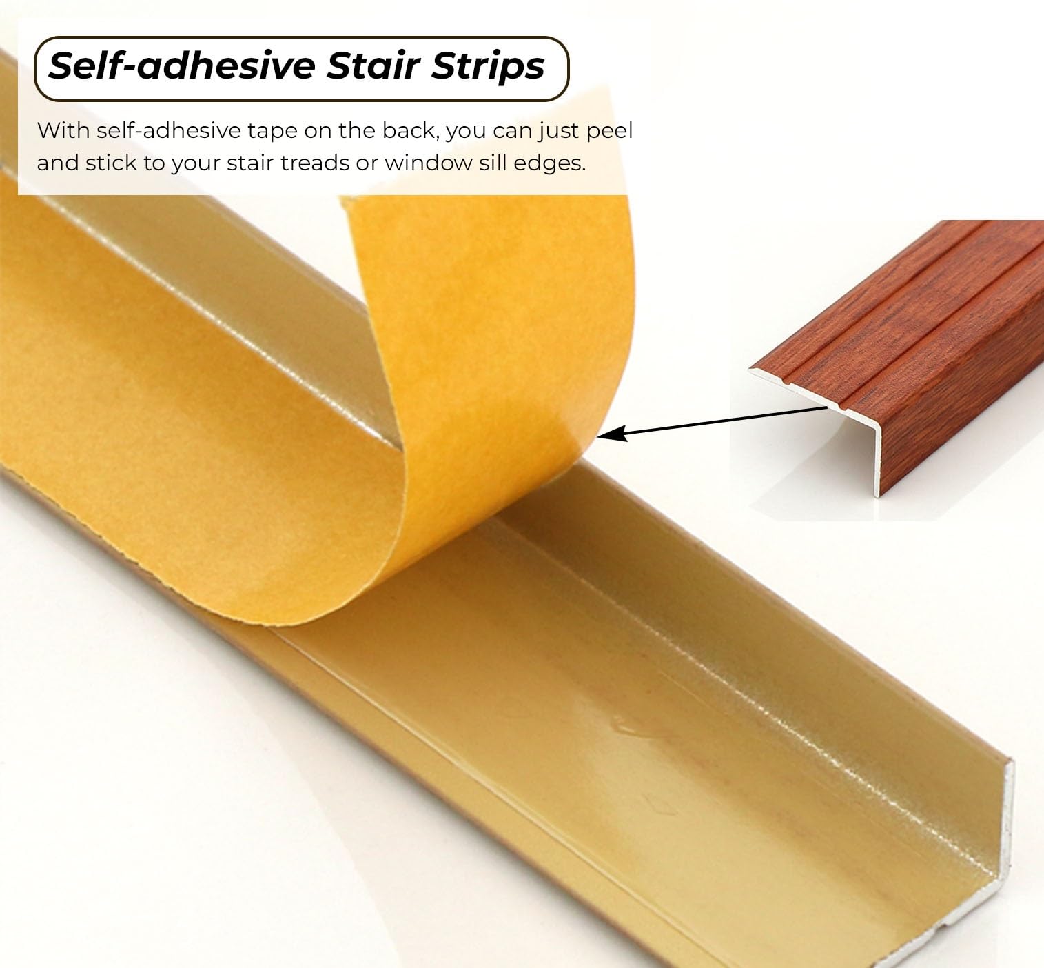 Perfil de Borde Protección Escalón Stair Nosing for Wooden Steps, 69 55 45 35 31 Inches Metal Stairs Edge Profile Trim With Non Slip Surface for Laminate Flooring/Tile/Treads Edging Outpost, Carpete