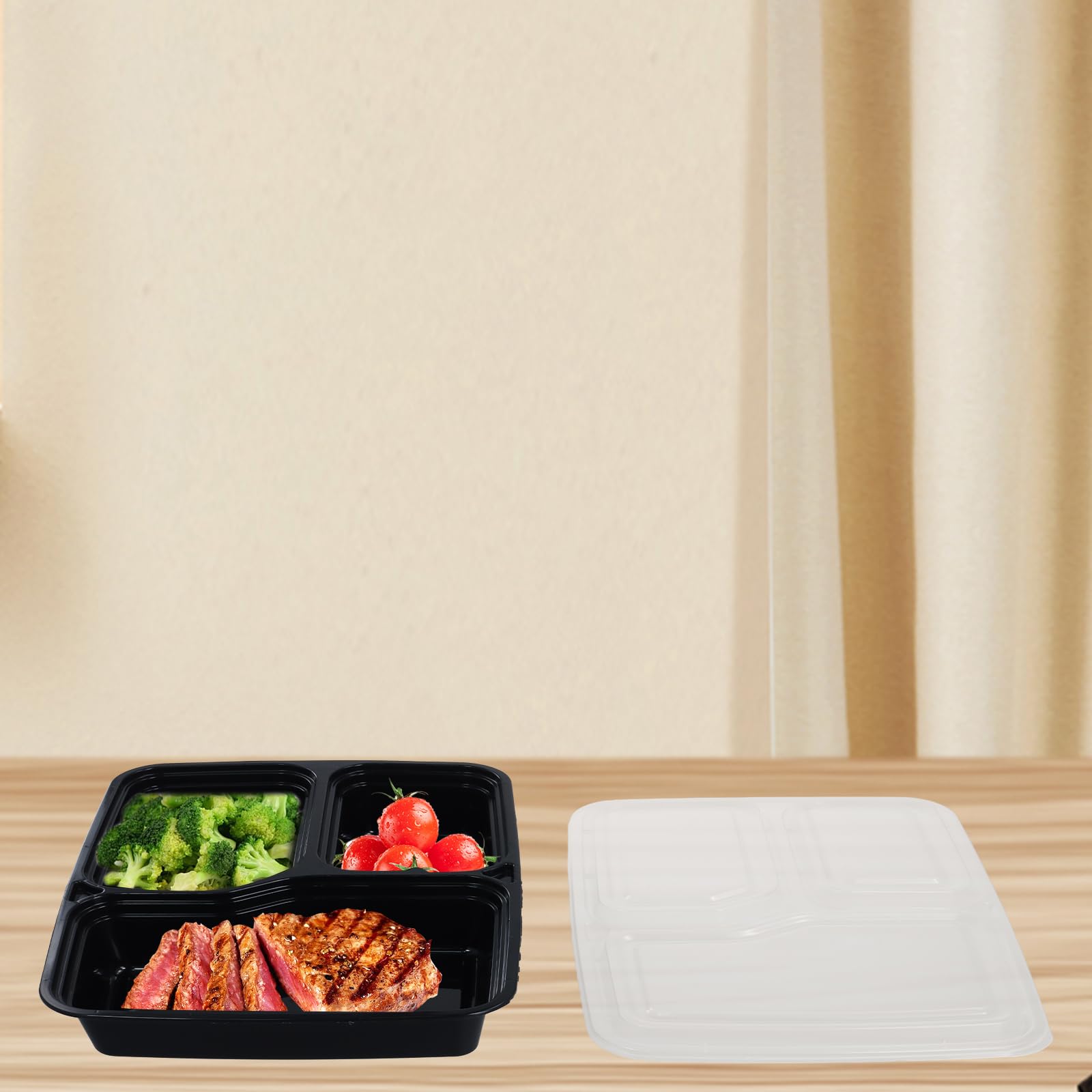 JEUIHAU Confezione da 40 contenitori per la preparazione dei pasti a 3 scomparti, vassoi in plastica per alimenti con coperchi ermetici, vassoi impilabili per alimenti, adatti a microonde, congelatore