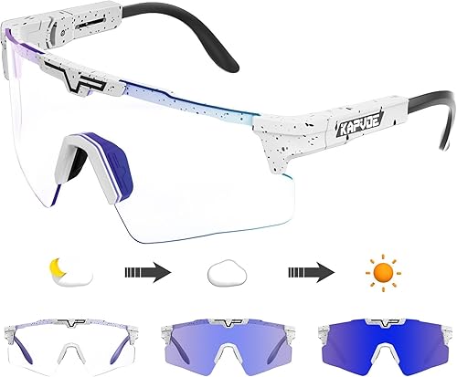 KAPVOE Gafas de ciclismo fotocromáticas Gafas de sol deportivas de bicicleta de montaña Gases transparentes MTB Gafas hombres mujeres Bicicletas