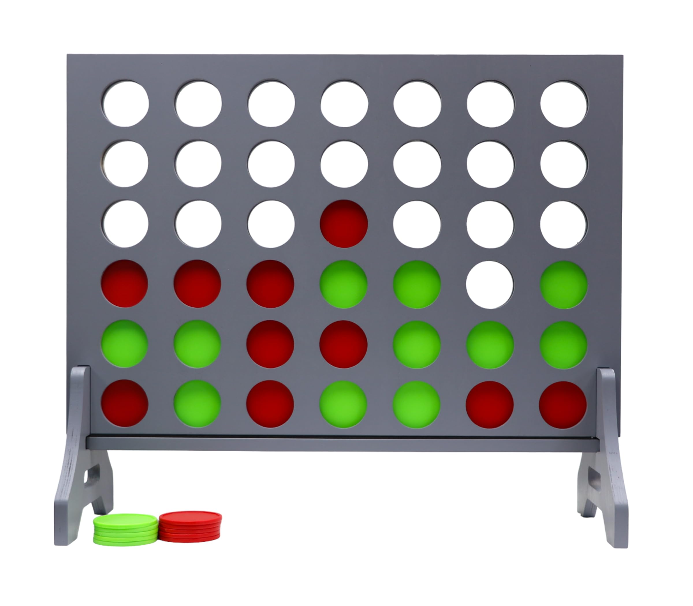Giant 4 in a Row Game for Family &amp; Adults – Tailgating Pros Jumbo Grey Wooden Four in a Row Indoor &amp; Outdoor Yard Game for Family Party Fun, Portable Activities for Patio, Backyard, and Camping