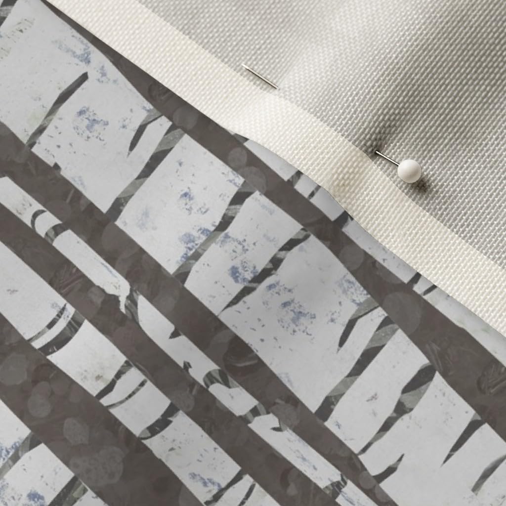 Spoonflower Fabric - Birch Forest Large Logs Warm Gray Aspen Tree Trees Pattern Woodland Printed on Upholstery Velvet Fabric Fat Quarter - Upholstery Home Decor Bottomweight Apparel