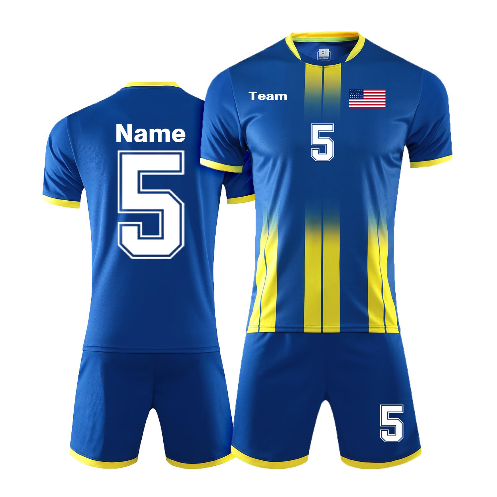 LAIFU Custom Kids Adult Soccer Jersey, Personalized Your Name, Team Name, Number & Logo Soccer Sets Navy Blue
