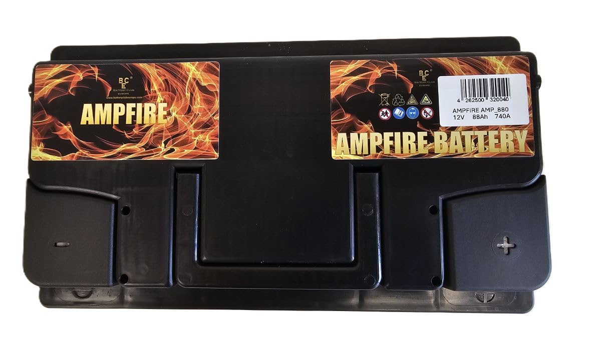 AMPFIRE AMP880 Starterbatterie 12V 88Ah 740A - Autobatterie Wartungsfrei