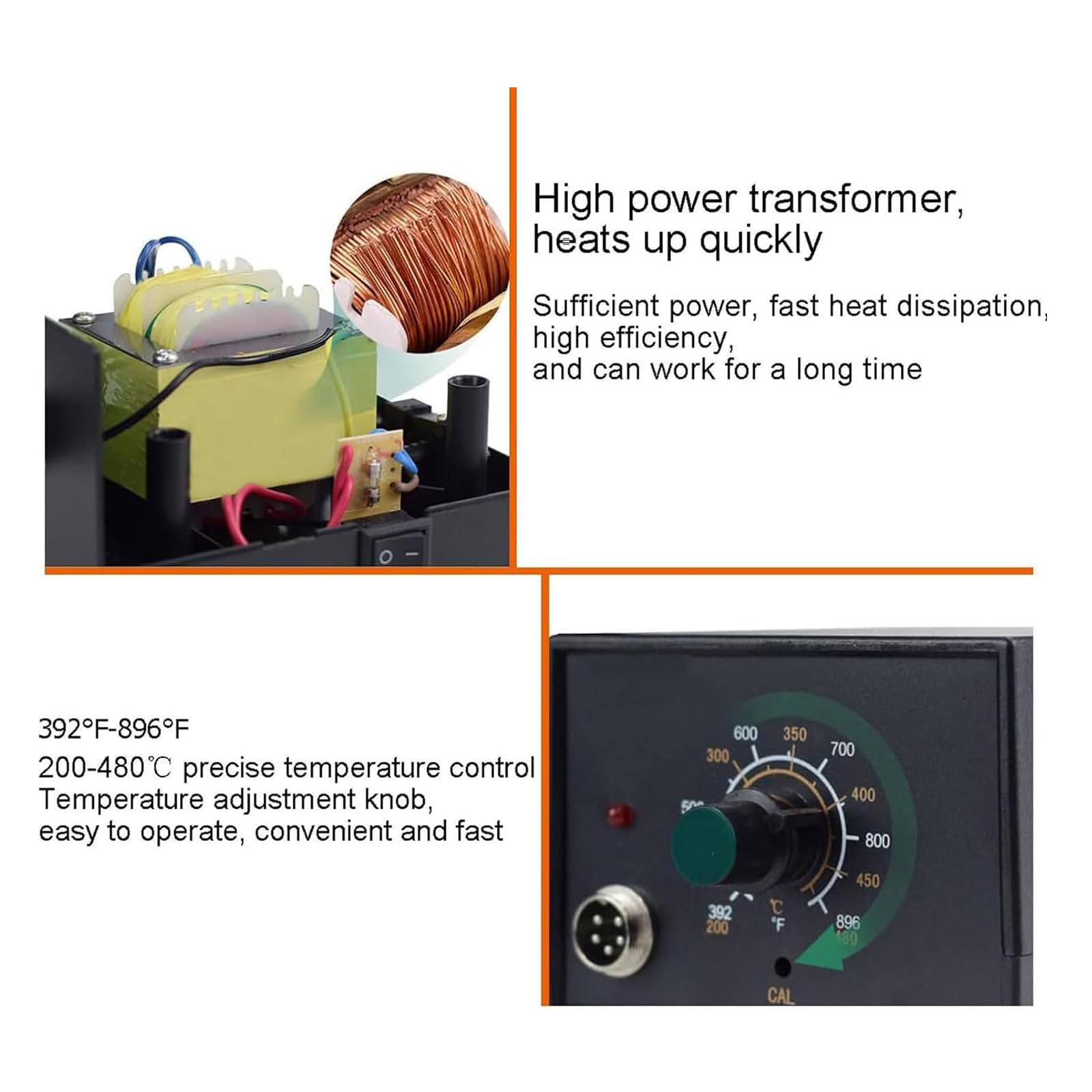 Estación De Soldador, Máquina De Soldadura De 60 W, Calentamiento Rápido/Control De Temperatura Ajustable De 200 ℃ -480 ℃/Potencia De Transformador Suficiente, para Reparación/Soldadura