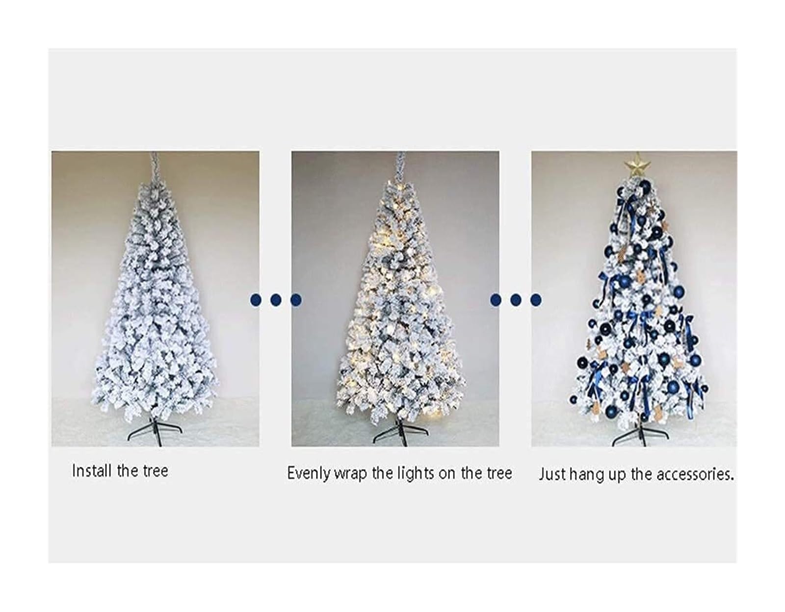 Sapins de Noël artificiels pré-éclairés de 1,5 m, floqués Blancs, for décoration intérieure et extérieure