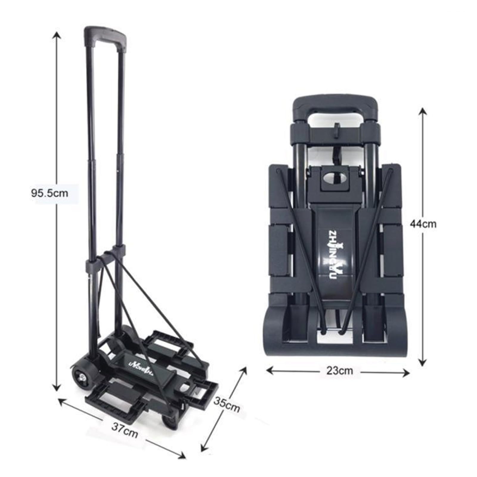 Carrelli manuali pieghevoli con 2 ruote, carrello resistente per il sollevamento di bagagli, viaggi personali, traslochi automobilistici e ufficio, capacità di carico di 65 kg A