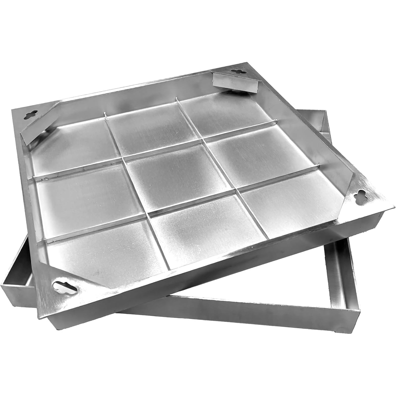 GJMSSMY Stless Steel Manhole CoverInvisible Galzed Lid for Septic Tank Square Plaster Inspection Cover Durable 300x300mm (11.8x11.8in)