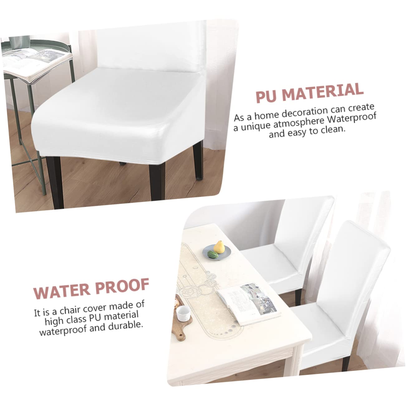 LIFKOME Funda de Silla de PU Respaldo Curvo Decoración Sencilla para Sala de Estar Suministros para Sillas Resistente Manchas y Desgaste
