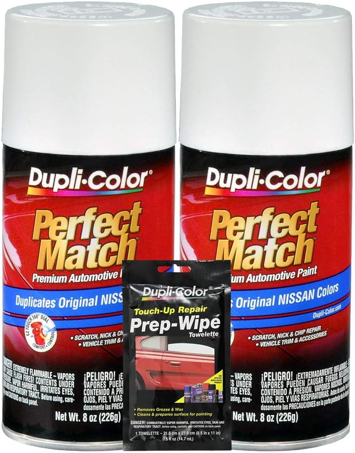 Dupli-Color Cloud White Exact-Match Automotive Paint - 8 oz, Bundles Prep Wipe (3 Items)