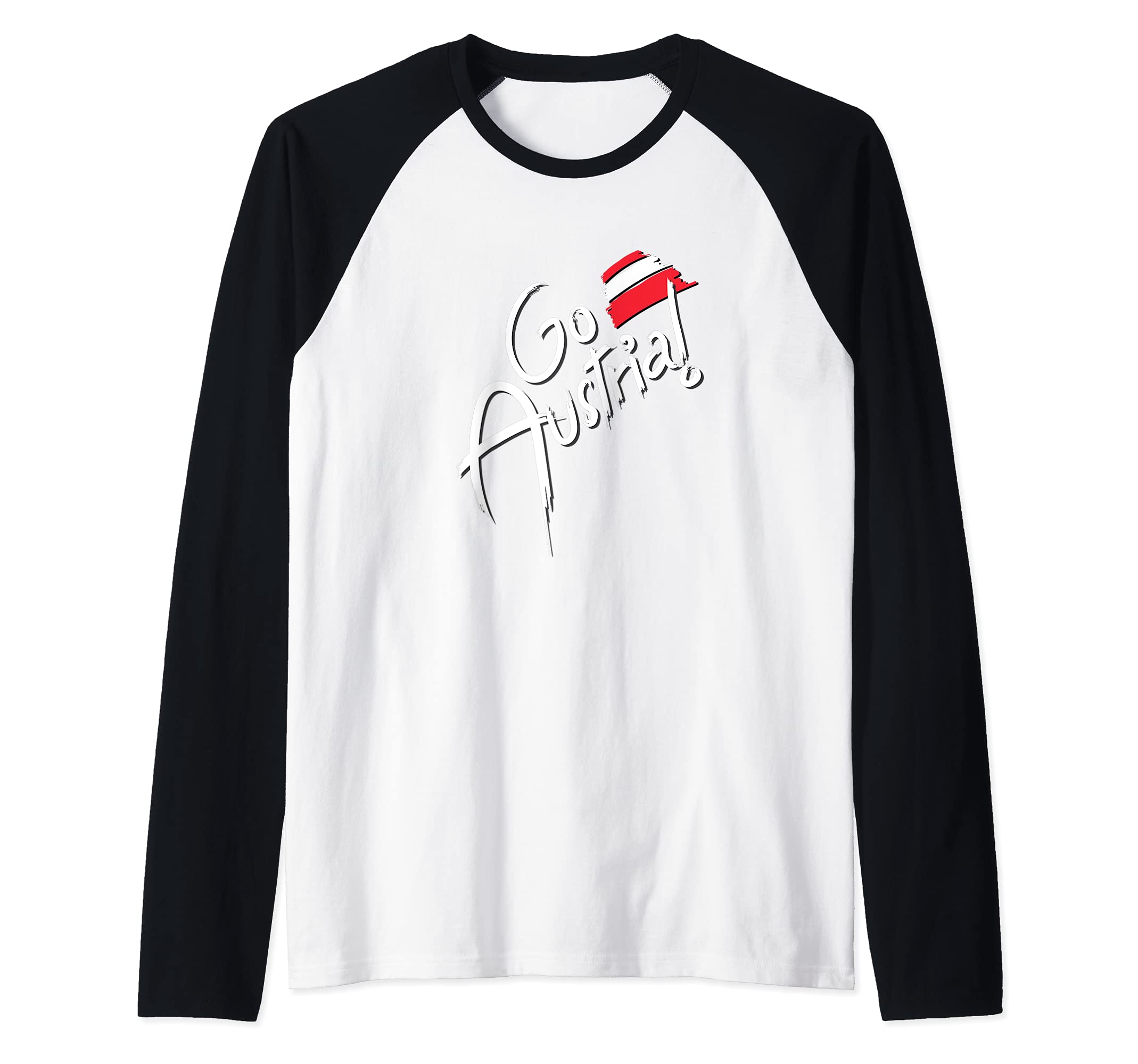 Flag Austria Raglan Baseball Tee, Black
