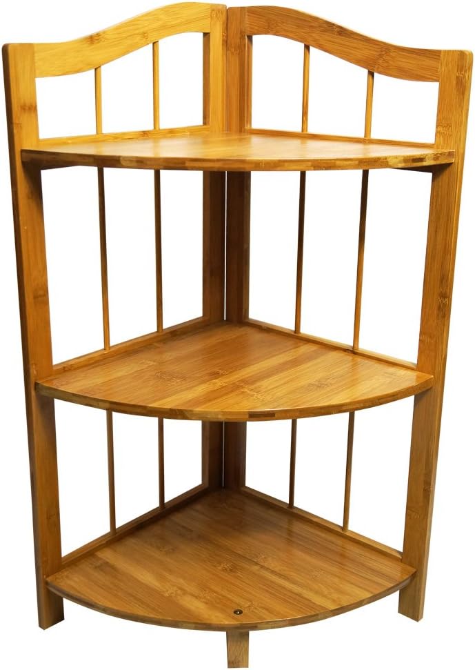 Yi Hai Bamboo Corner Shelf Rack Display Rack Multipurpose Shelving Unit (3-Tier)