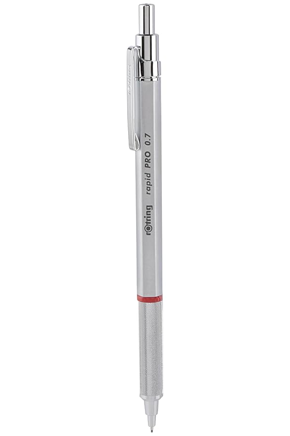Rotring Rapid Pro 0.7mm HB Lead, Silver Metal, Mechanical Pencil With