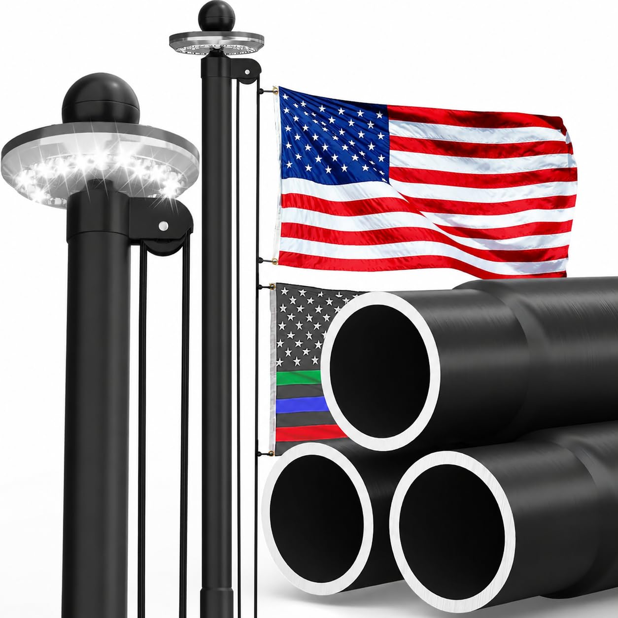 Photo 1 of KBLOONG 25 FT 10 Gauge Heavy Duty Flag Pole for Outside House,Solar Light