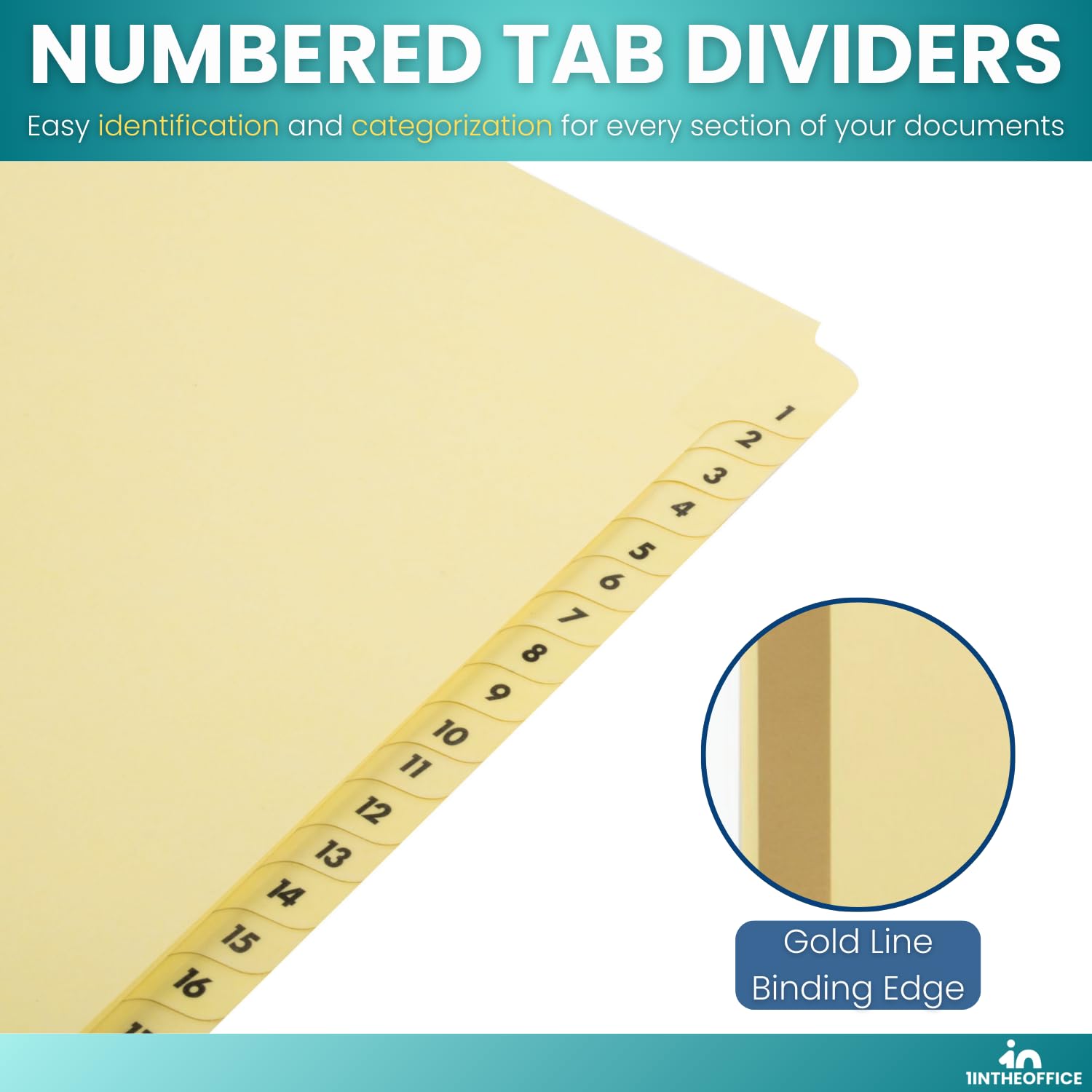 1InTheOffice Numbered Tab Dividers,1-31 Tab Dividers, Binder Dividers, Binder Dividers with Tabs, Number File Dividers, Binder Number Dividers Letter Size - Image 3