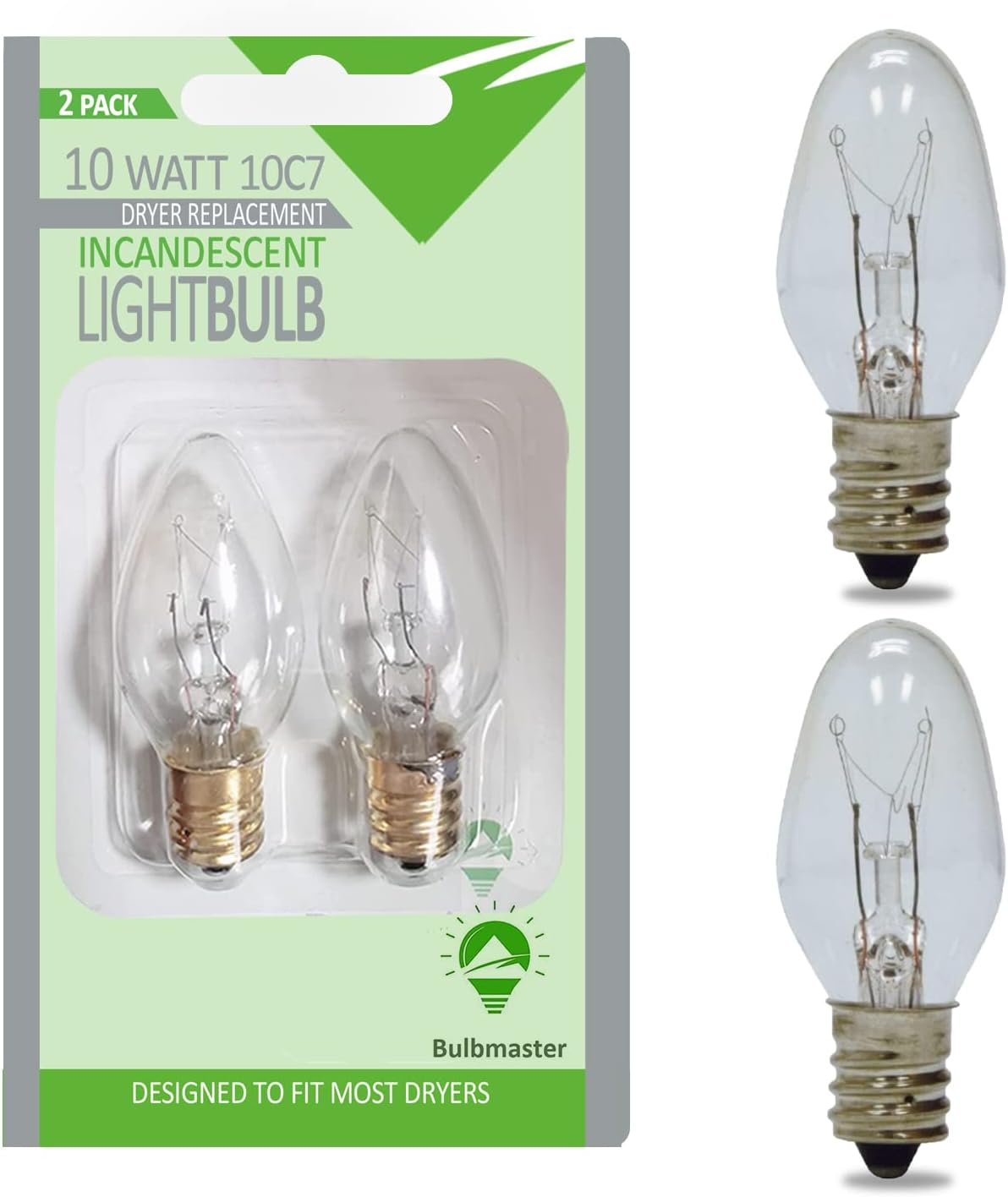 10 Watts WE05X20431 Dryer Drum Light Dryer Replacement Light Bulbs for Appliances 10W 130 Volt Candelabra E12 Base Incandescent Light Bulb Long Lasting 2-Pack