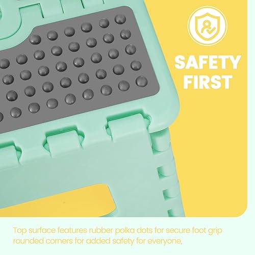 Miniatura 3 de ACSTEP Taburete plegable de 9 pulgadas, capacidad de 300 libras, taburete antideslizante con asa, taburetes plegables de plástico para niños,