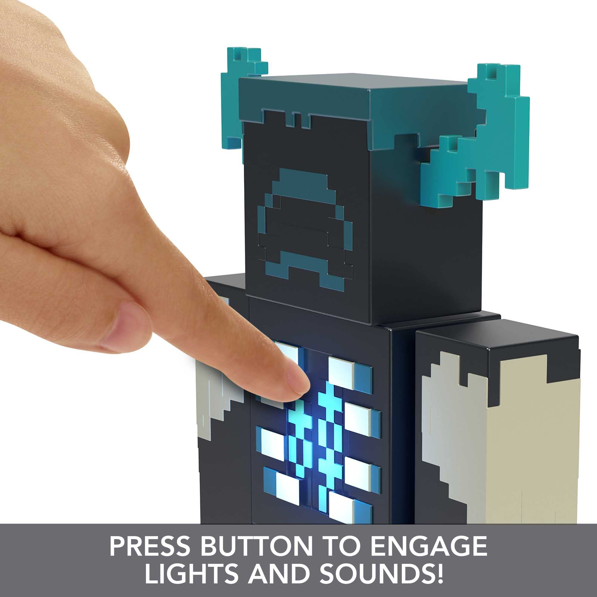 Mattel Minecraft Toys Warden Action Figure with Lights, Sounds and Accessories, Gift for Kids HHK89, Black - Warden, Unique size - Image 2