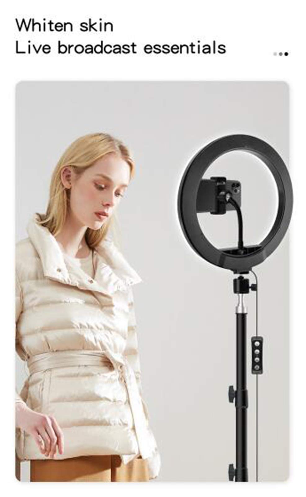 10" Luce per Selfie Luce ad Anello Treppiedi con Telecomando Wireless, 2 Clip per Cellulare Tablet, Lampada LED LED Dimmerabile per Youtube, TIK tok, Trucco, Fotografia