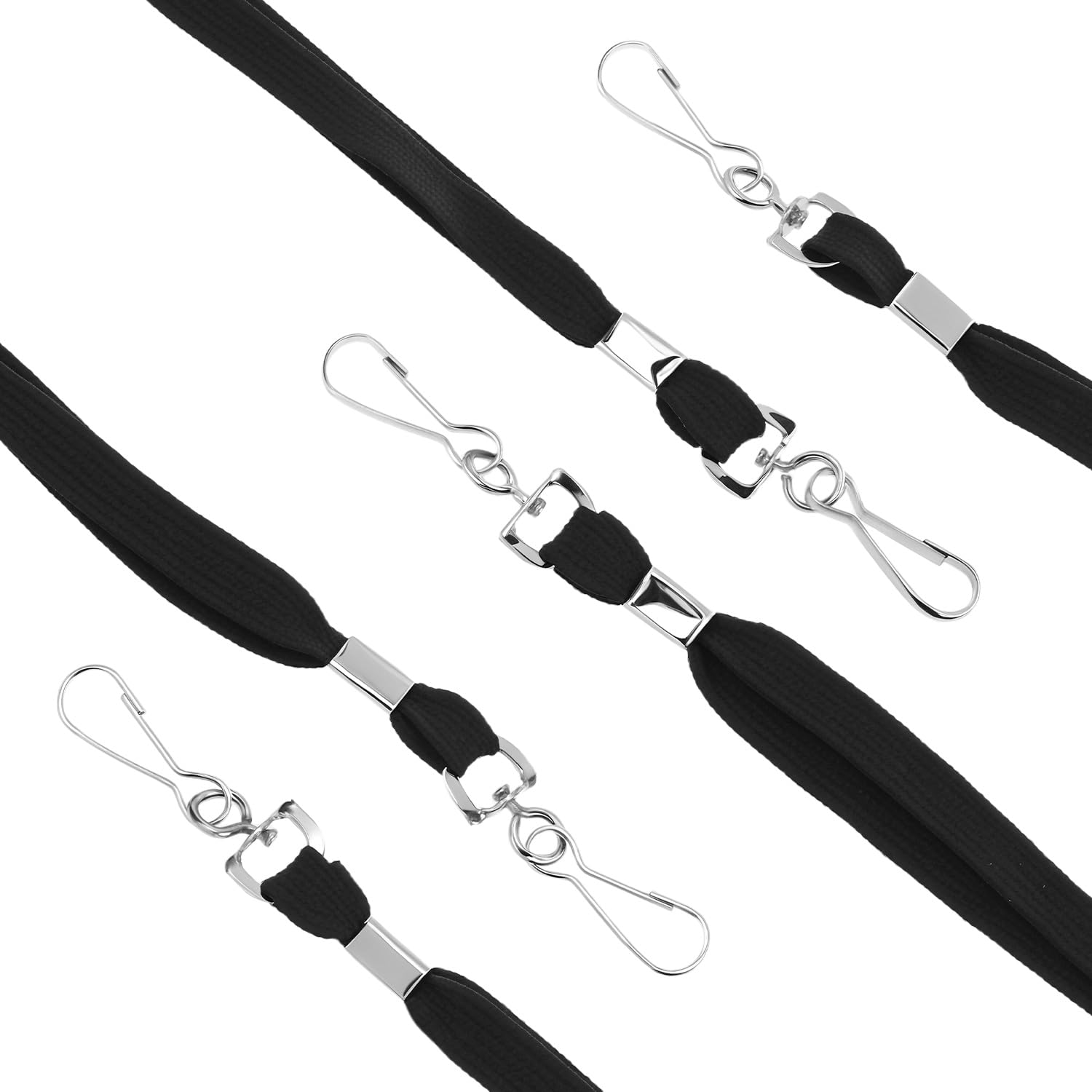 QWORK® 100 Piezas Lanyard Cuello con Ganchos Giratorios para Tarjetas de Identificación y Llaves (Negro)