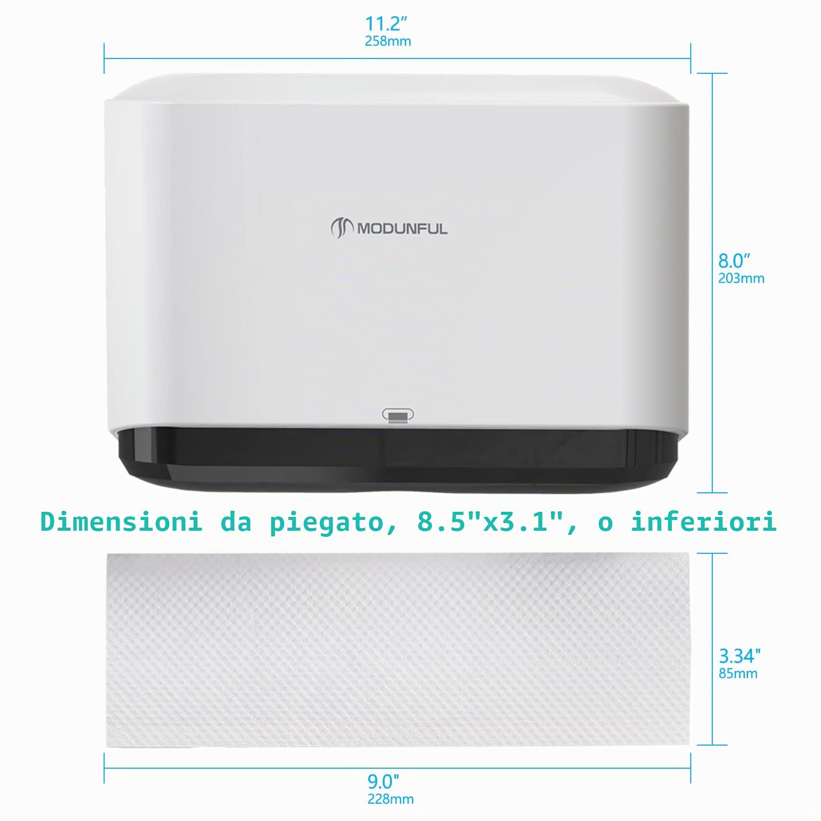 modunful Dispenser Carta Asciugamani a Parete Commerciale, Dispenser Salviette Bagno da Muro, Installazione Senza Fori, Bianco Spazzolato