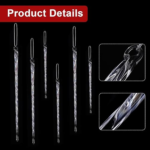 Miniatura 10 de Carámbano de vidrio de 3.5 a 7.8 pulgadas, adornos de Navidad de carámbanos de vidrio torcido, decoraciones de carámbanos para colgar (azul claro,