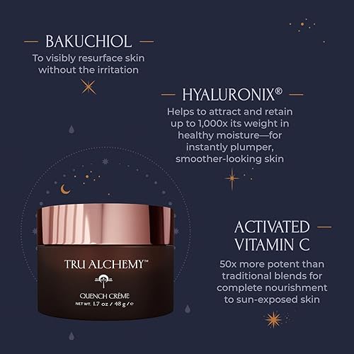 Miniatura 2 de Tru Alchemy Quench Crème - Hidratante facial diario  Ácido hialurónico, vitamina C y bakuchiol (mejor que el retinol)  Crema facial hidratante