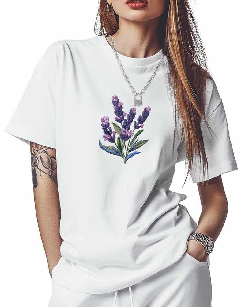 プランテーション　ハーブTシャツ(色:ライトパープル) Plantation【WEB限定】今日はどの花？大人に似合う長袖Tシャツを