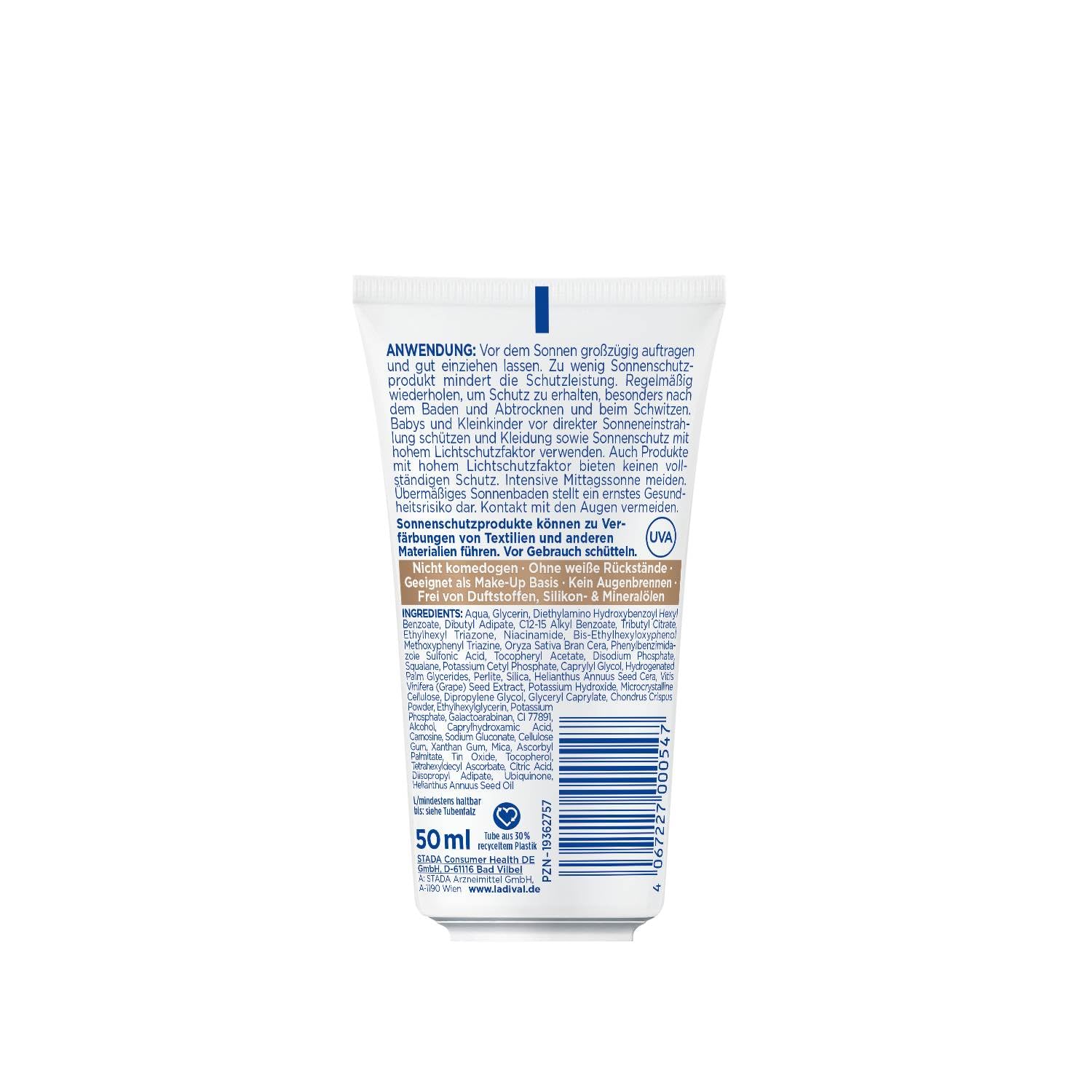 Ladival Anti-Pigmentflecken Sonnenschutz-Creme Gesicht LSF 50+: Sonnencreme beugt Pigmentflecken vor mit Niacinamid & Vitamin E, mit 4-fach Zellschutz, 50ml