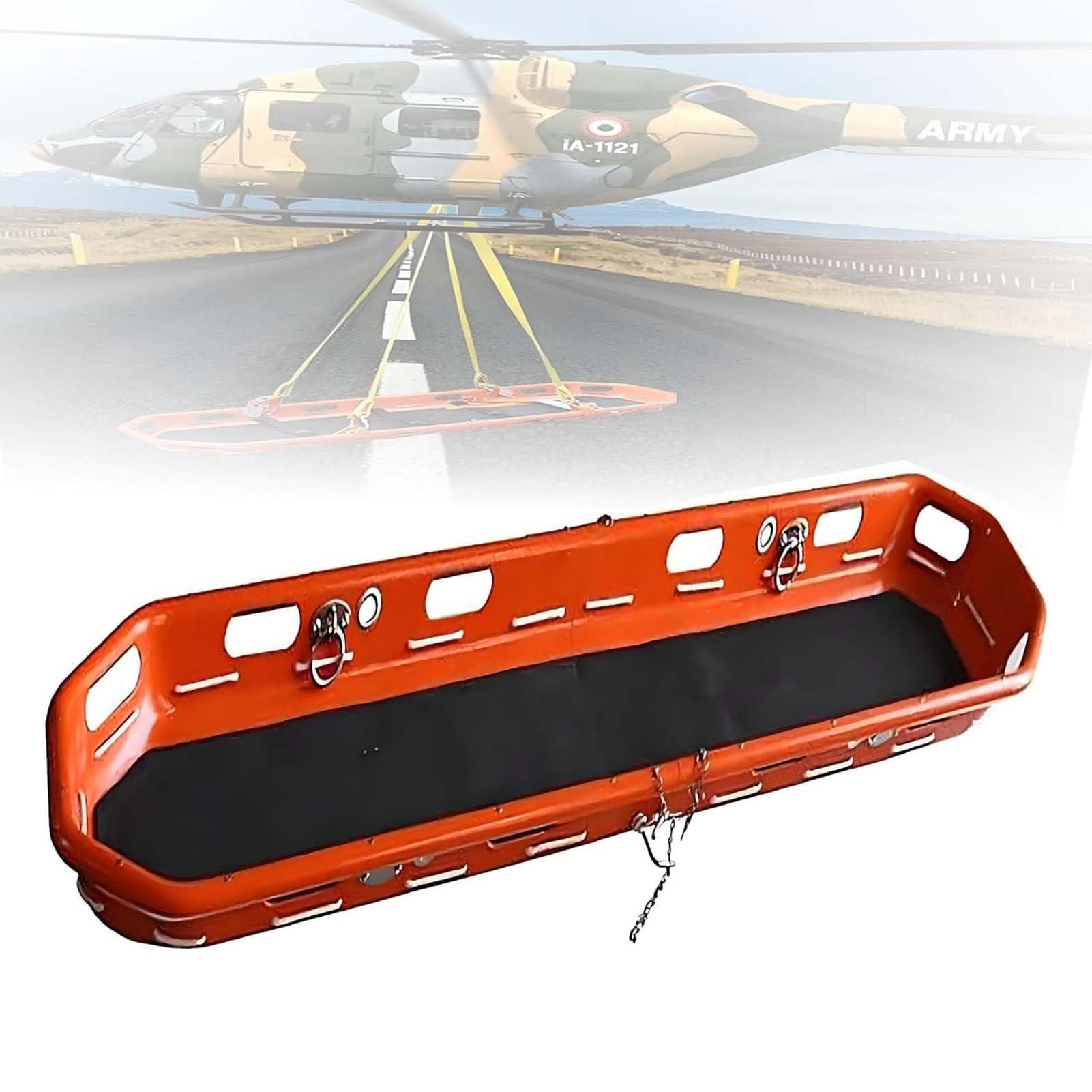 SGKOMN ABS Basket Emergency Stretcher Basket, Medical Emergency Patient Transport, Separate Stretcher, Suitable for Firefighting Overhead Rescue,for Helicopter and Rescue, Orange