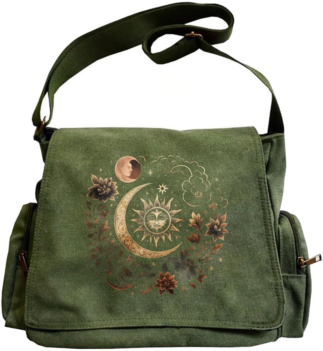 Pattern Messenger Bag Cute Canvas Crossbody Bags Women/Men Shoulder Messenger Purses Handbags with Pockets