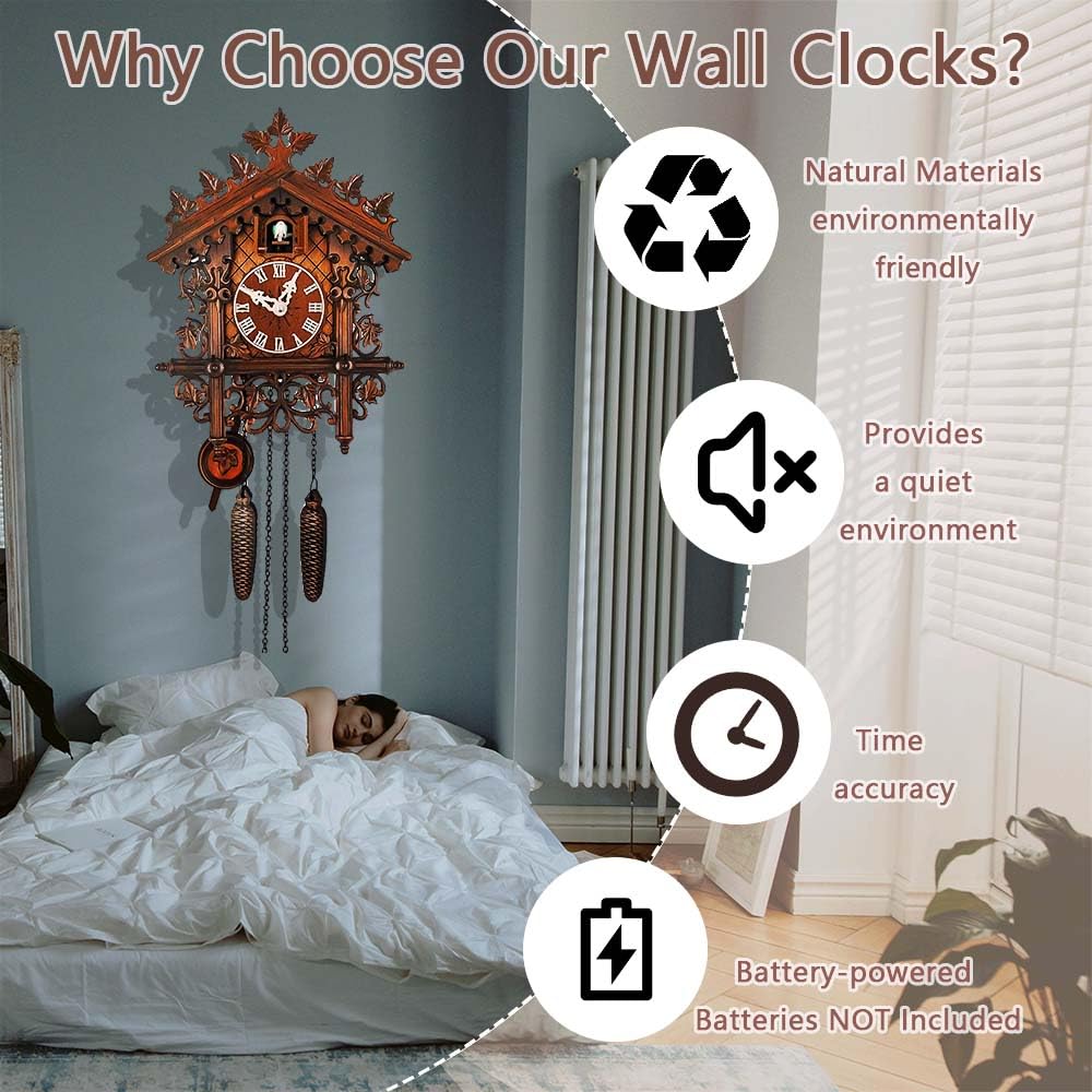 Schwarzwald-Kuckucksuhr, Kreative Retro-Wanduhr mit Authentischem Kuckucksruf, DIY-Kunstdekoration für Wohnzimmer, Schlafzimmer, Büro, Küche und Essbereich