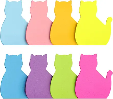 Cat Shape Sticky Notes 8 Color Bright Colorful...