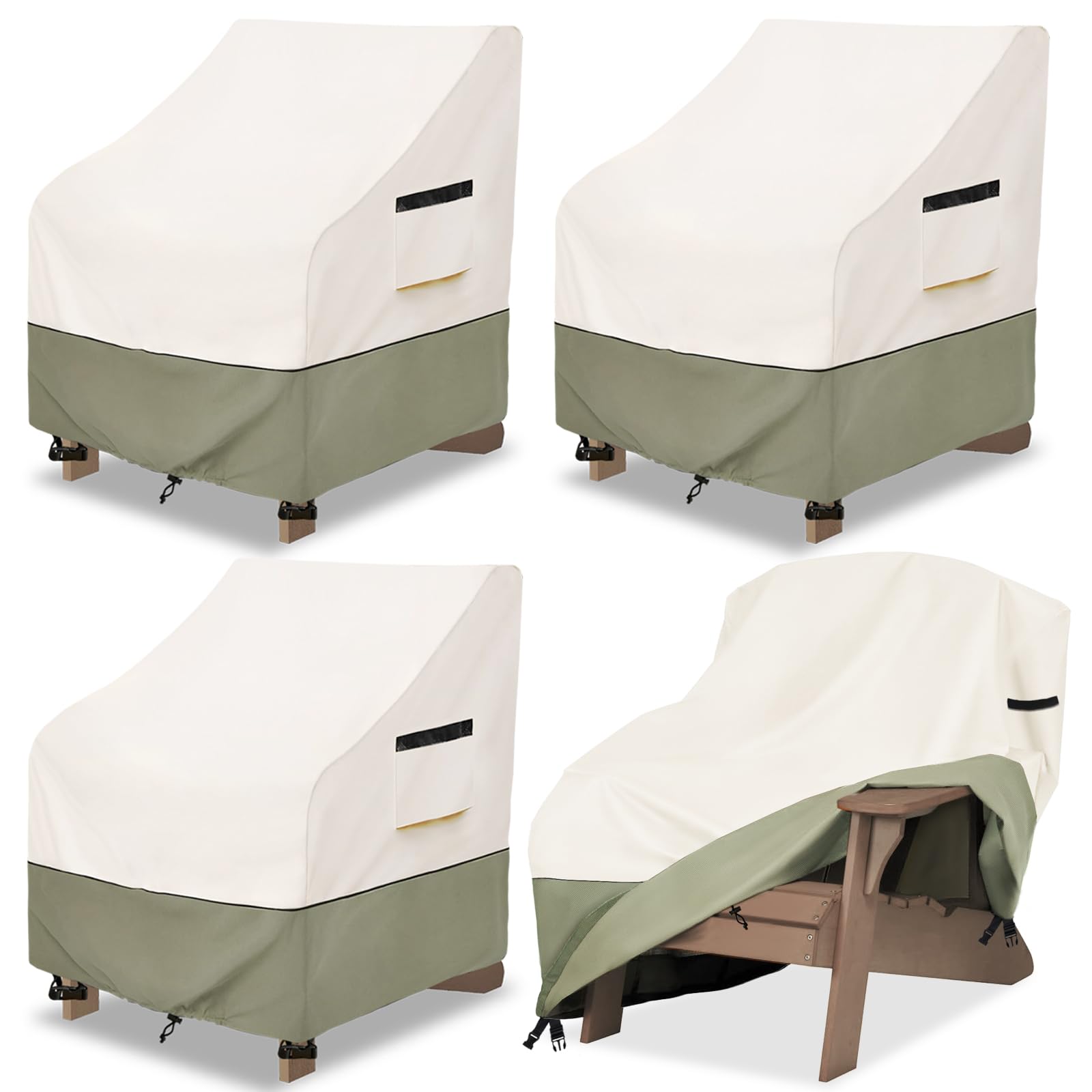 Owlcover Outdoor Chair Covers 4 Pack 37 W x 40 D x 36 H inches,600D Heavy Duty Waterproof Adirondack Chair Cover,Outdoor Furniture Covers for Lawn/Garden Chiar