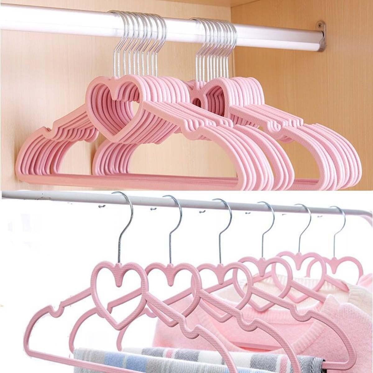 Kleiderbügel ohne Kanten 10 Stück Rosa aus Abs Kunststoff zufälliger Stil mit Rostfreien Haken Formschönes Design Stabiler Kleiderständer für Heimgebrauch