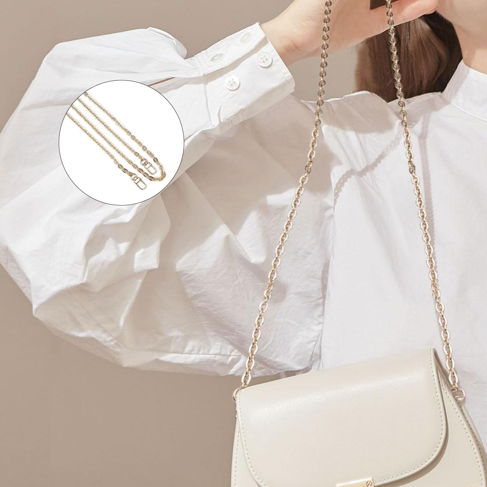 RDNKVB Cadena De Metal Plateada Correa De Hombro Para Bolso 120cm Correa De Hombro Con 2 Anillos Mosquetón O-Ring Cadenas Para Bolsos Correa De Hombro DIY Para Hacer Bolsos Artesanales
