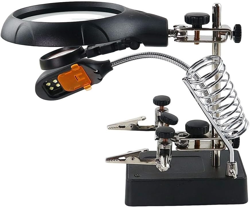 Equipped with Auxiliary Clamp Stand, Magnifying Glass, LED Lightcold and Warm Light Welding Repair