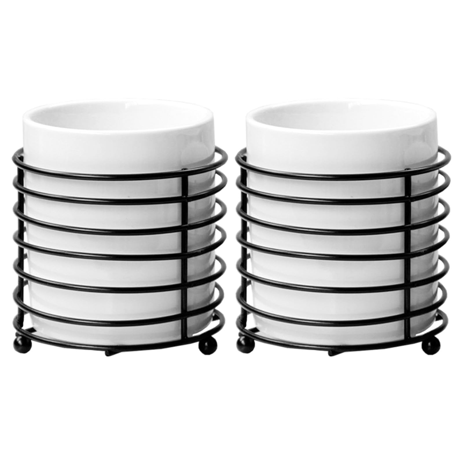 SOLUSTRE 2 ceramiczne uchwyty na pędzle do makijażu z czarną metalową ramą,