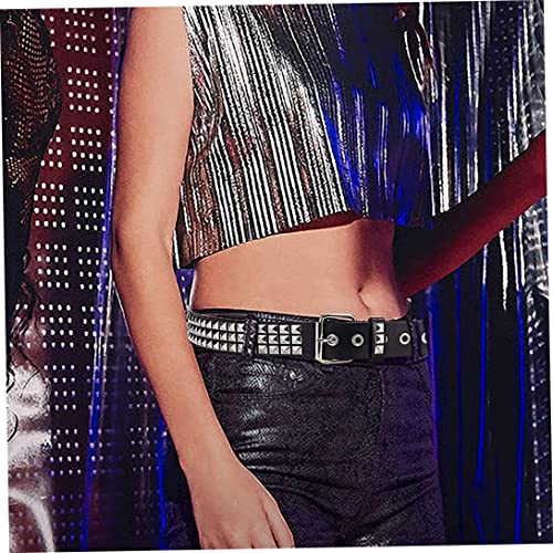 Punk Leather Belt, Studded Belt Beads Rivet Metal Pyramid for Men/Women Clothing Matching Black, Belts2
