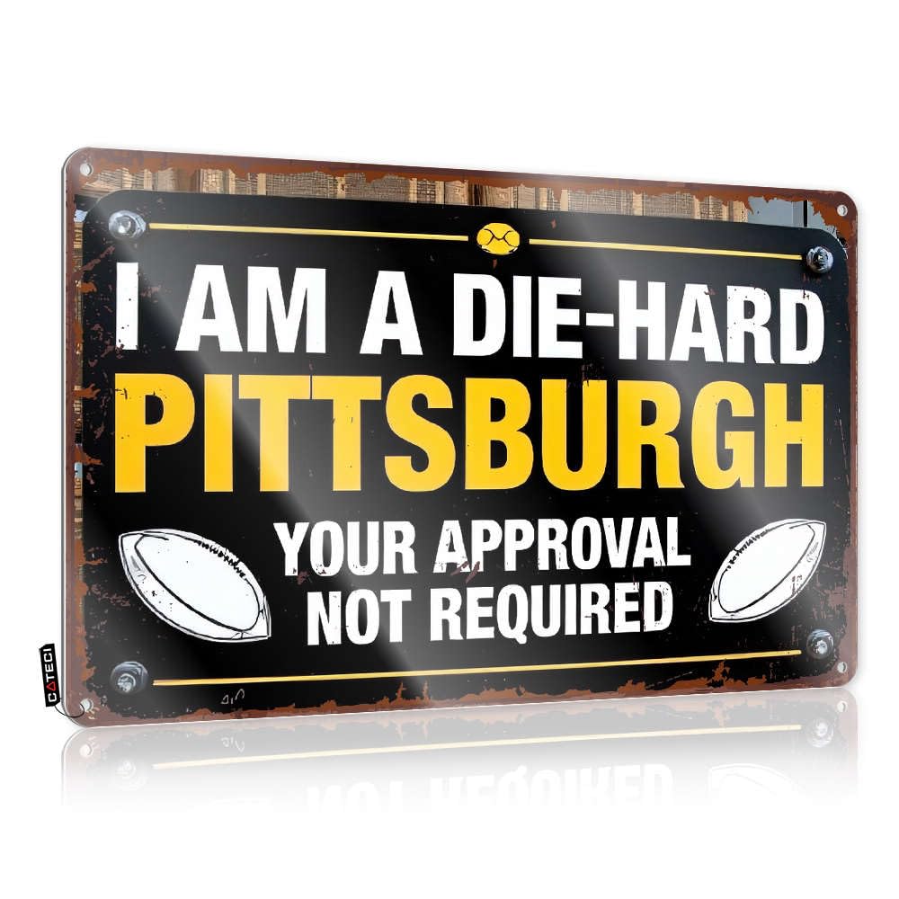 Fzfn Colour Farmhouse Signs Faded Home Bar Decor Soft Bath I Am A Die-Hard Pittsburgh Fan - Vintage Wall Decor For Club(30X40cm)