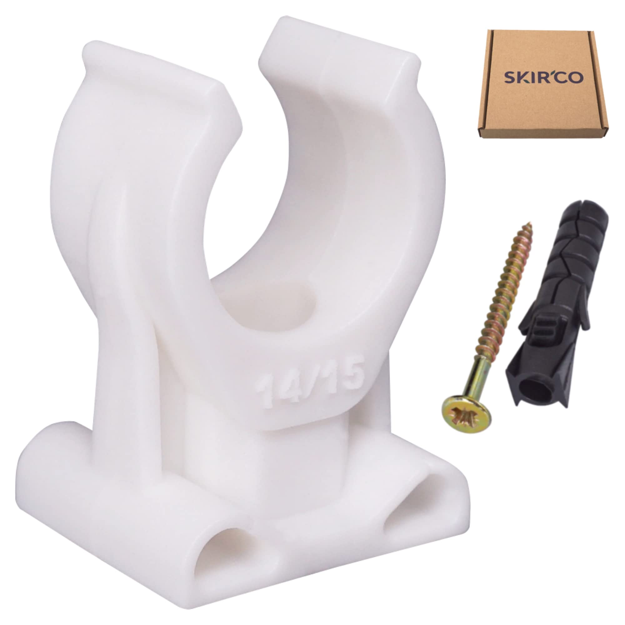 SKIR'CO (10 pcs) Pipe Clips, Plastic Clamps for 14-15 mm Pipes, U Type Pipe Clamp, Hose Hangers, Tubing White Clips - Image 2