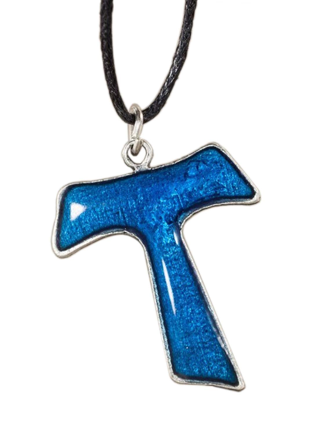 Eurofusioni Silver Plated Pendant Blue Tau cross