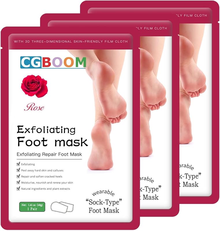 Foot Peel Mask 3 Pack,Exfoliator Peel Off Calluses Dead Skin Callus Remover | Baby Soft Smooth Touch Moisturizing Feet Peeling Mask for Dry Skin,Cracked Heels,SPA Socks for Women and Men (3 Pairs Rose)