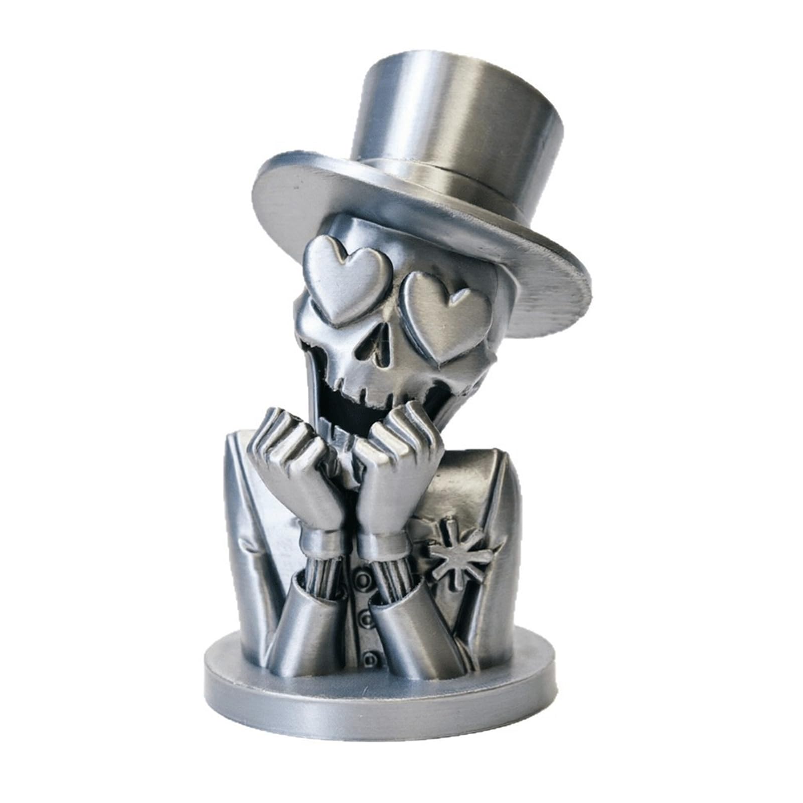 Virelynx 3D Printed Top Hat Skull Figurine with Love Eyes – Romantic Gothic Skull Sculpture, Retro Gentleman Skull Desktop Ornament