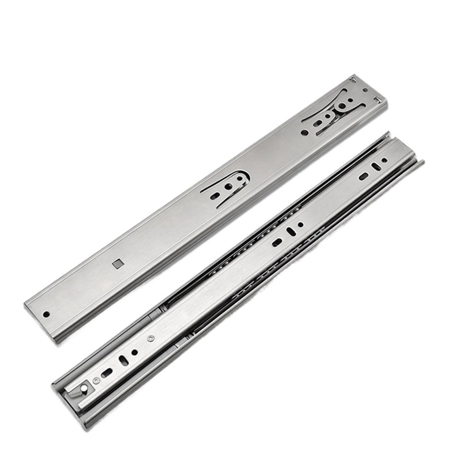 Ppqiru One Color 4Pcs 10"-22" Stainless Steel Cabinet Slides Soft Close Three-Section Drawer Rails Buffer Damper Hardware For Cabinet Drawer(Buffer 22Inch 55Cm)