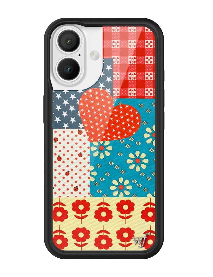 Image of Wildflower Cases - Compatible with iPhone 16 | Protective Black Bumper, 6.5ft Drop Test Certified, Women Owned Small Business | Red Heart Blue Floral Stars Aesthetic Trendy | Flower Patch