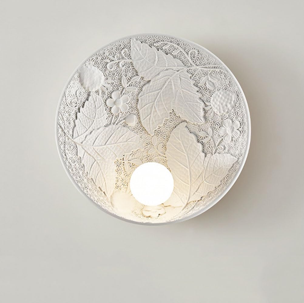 SXSCARKX Handmade Modern Bedroom Wall Sconces Art Light For Living Room Children Bedside White Corridor Lamp Flower Pattern Mount Entrance Porch Balcony Aisles