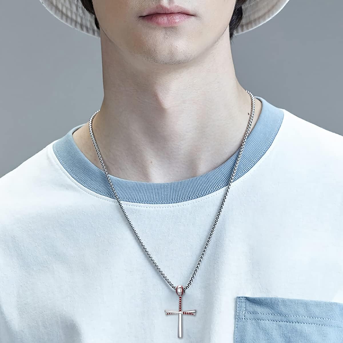 Baseball Necklace Sterling Silver Bible Cross Verse Philippians 4:13 I CAN DO All Things Baseball Necklace Gift for Men Boy - Image 3