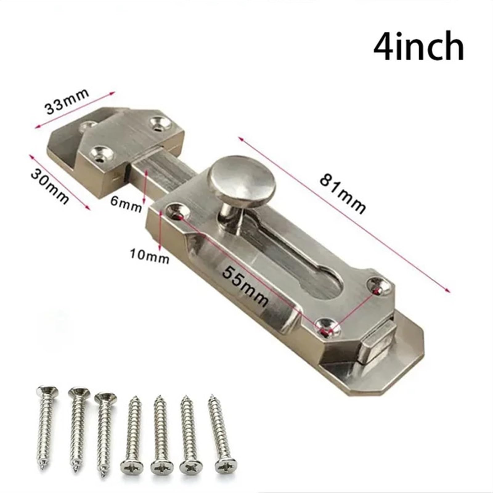 Targette de Porte 2Pcs 3/4inch Door Latch Lock Slide Bolt Sliding Window Security Hardware For Gate Safety Toilet Buckles(4inch)