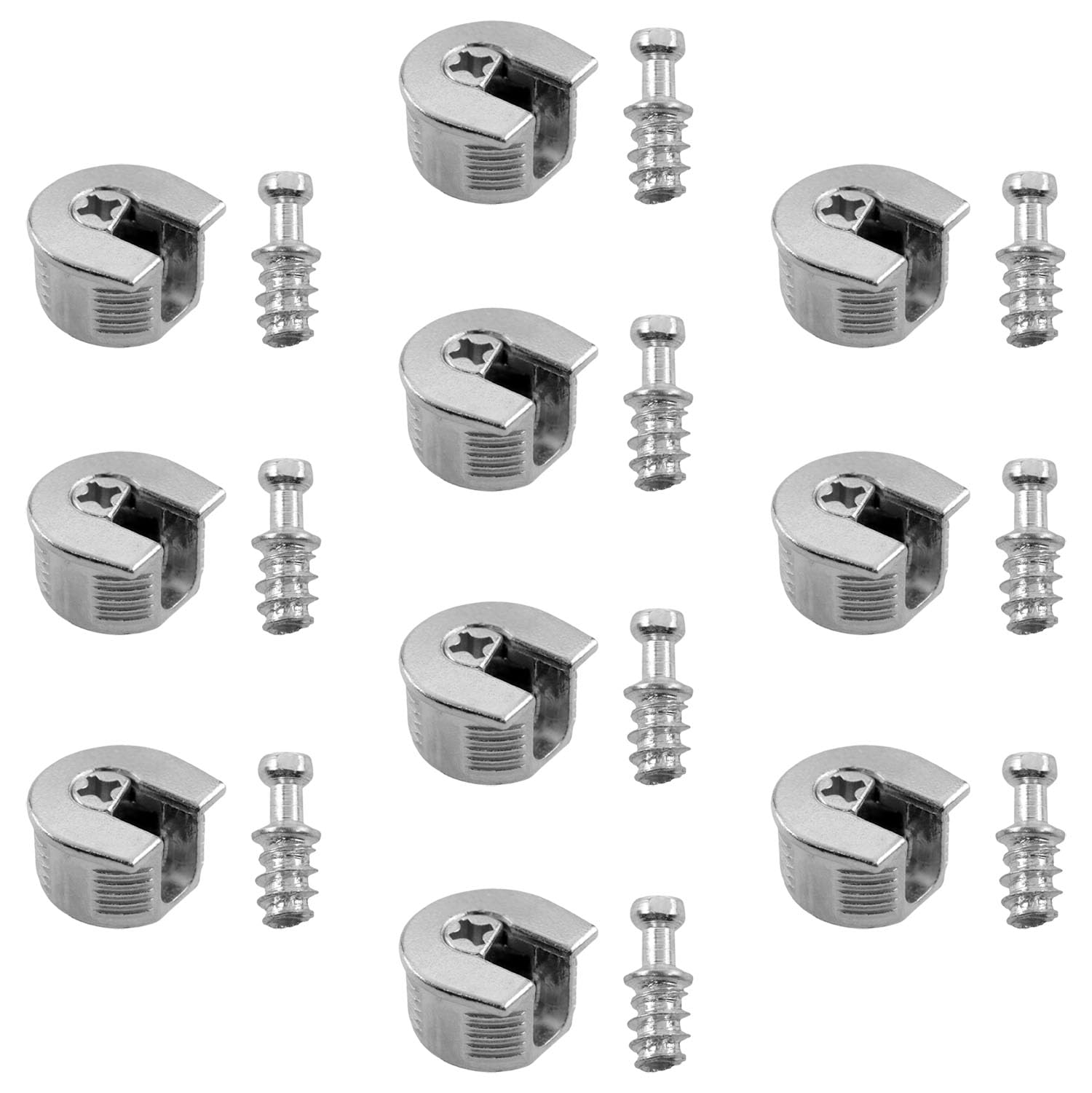 AYLIFU Thread Cam Lock Cabinet Shelf Holders Holder Bracket Stud Pin Silver Height 13.5mm/0.53inch for Closet Furniture Wooden Cabinets 10PCS