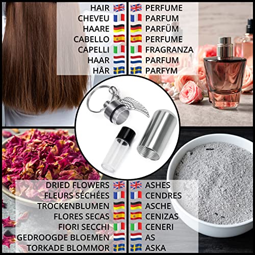 Belle Vous Silberner Asche Anhänger für Gedenken an Verstorbene (4 STK) 4,9 cm - Engels-Flügel Anhänger aus Aluminiumlegierung - Schlüssel- & Kettenanhänger zum Befüllen